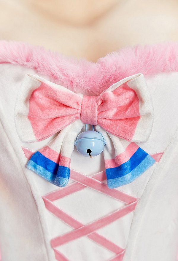 PM Derivative Sexy Cosplay Costume Winter Christmas Plush Set Strapless Dress with Cape and Tail
