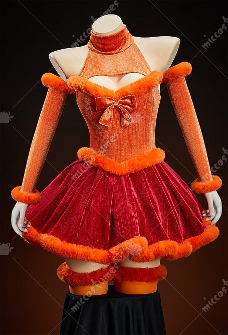 Velma Dérivé Costume d'hiver Sexy Robe à Col Halter avec Manches et Chaussettes