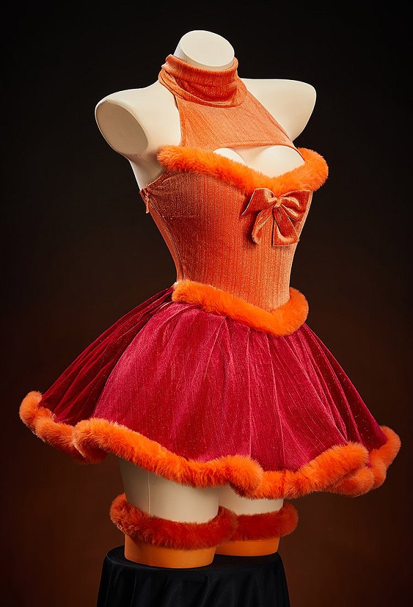 Velma Derivative Sexy Winter Outfit Halter Dress with Sleeves and Socks