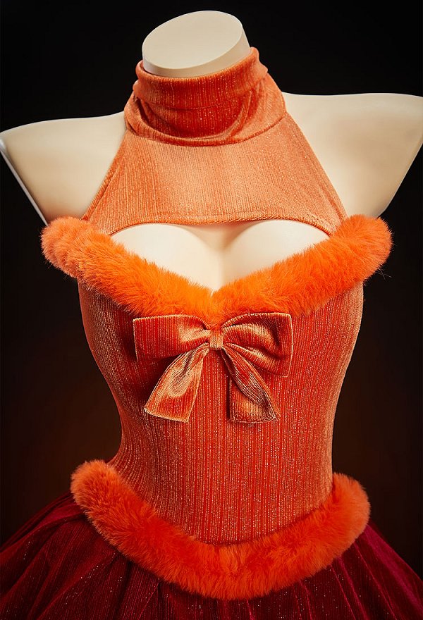Velma Derivative Sexy Winter Outfit Halter Dress with Sleeves and Socks