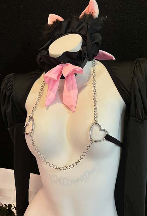 Costume Sexy de Lapine avec Boléro et Culotte Accompagnés d'un Bandeau et d'un Ras-de-cou