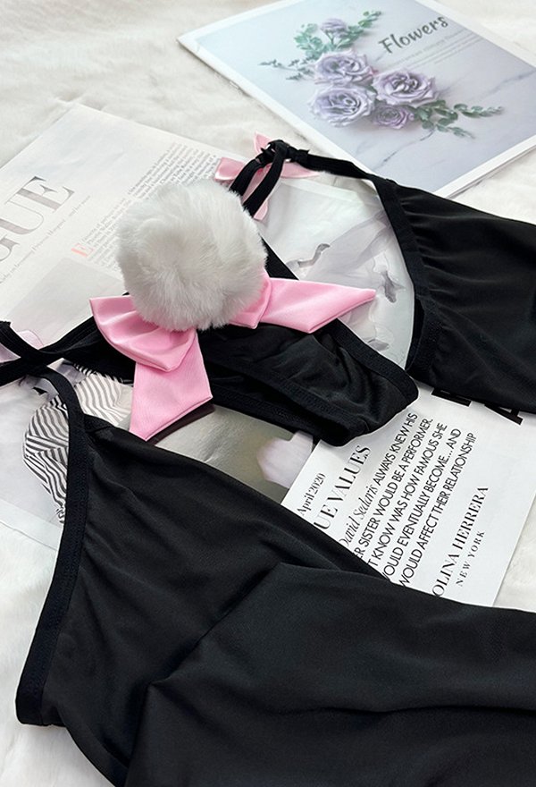 Costume Sexy de Lapine avec Boléro et Culotte Accompagnés d'un Bandeau et d'un Ras-de-cou
