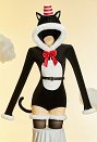 The Cat in the Hat Derivative Sexy Cosplay Costume Plush Homewear Romper Hooded Bodysuit with Hat and Tail