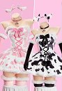 Sexy Winter Cow-print Plush Outfit Strapless Dress with Gloves and Headband