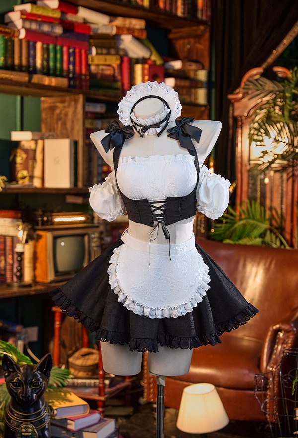 Yosuga no Sora Kasugano Sora Maid Cosplay Outfit Tube Top and Tank Top with Short Skirt and Headband