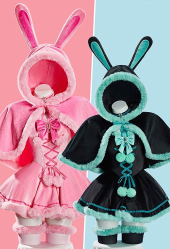 Sexy Bunny Christmas Plush Outfit Set Strapless Dress with Cape and Thigh-high Stockings