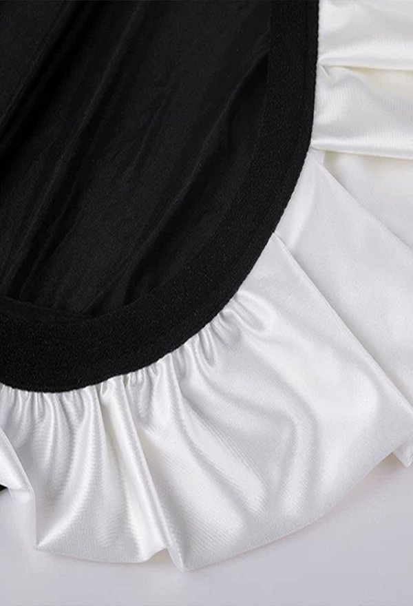 Sexy Maid Outfit See-through Bodysuit with Cutout Top with Headband and Breast Petals