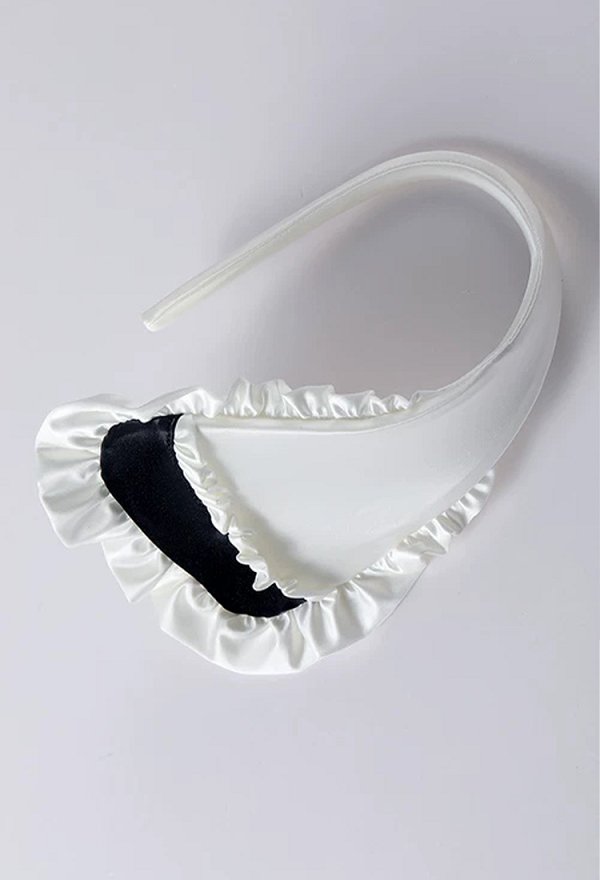 Sexy Maid Outfit See-through Bodysuit with Cutout Top with Headband and Breast Petals