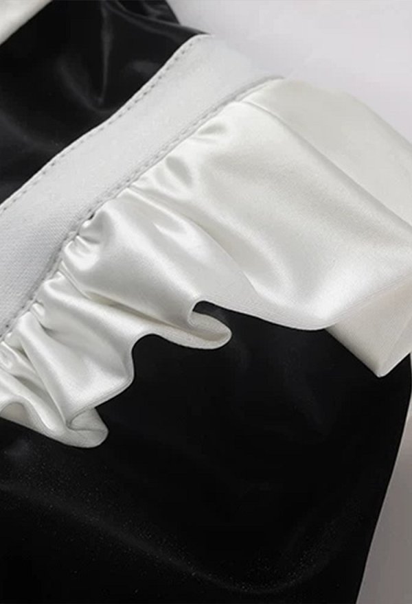 Sexy Maid Outfit See-through Bodysuit with Cutout Top with Headband and Breast Petals