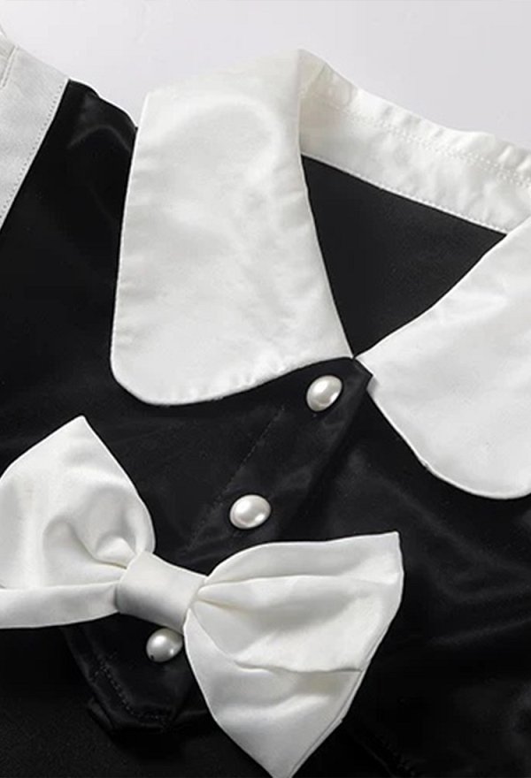 Sexy Maid Outfit See-through Bodysuit with Cutout Top with Headband and Breast Petals