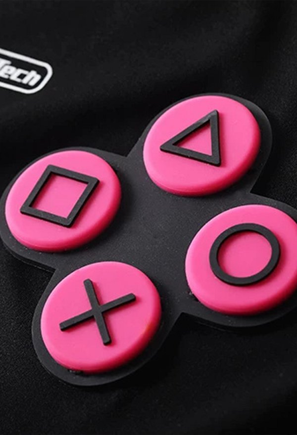 E-Girl Conjunto de Crop Baby Tee y Shorts con Estampado Gamer y Mangas para Brazos