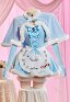 Alice in Wonderland Alice Derivative Sexy Blue Plush Winter Outfit Strapless Dress with Cape and Apron