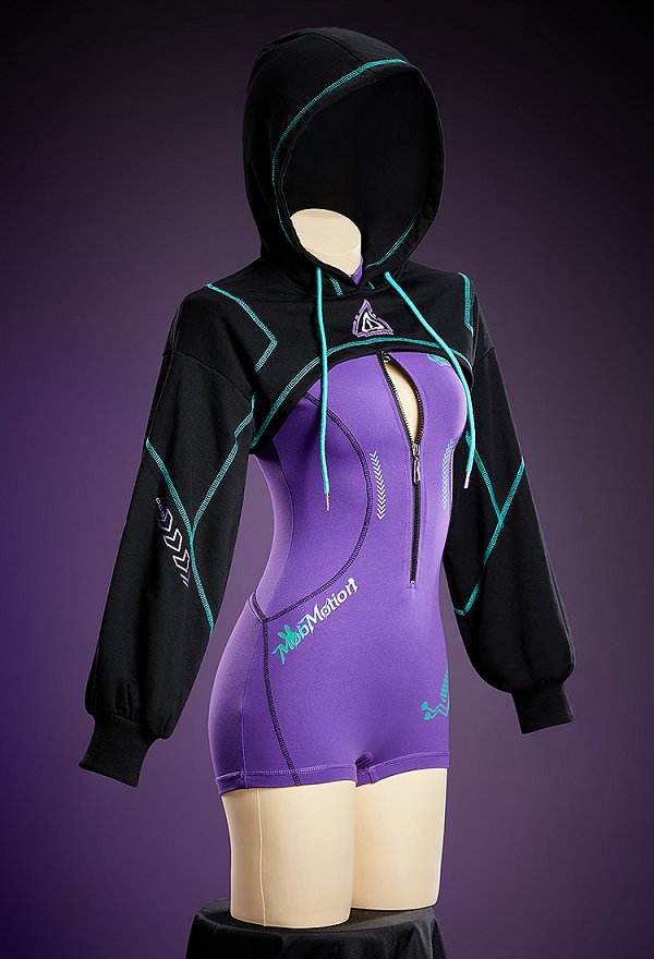 Sexy Cyber-style Yoga Sportswear Outfit Cropped Long-sleeve Bodysuit with Hooded Short Jacket