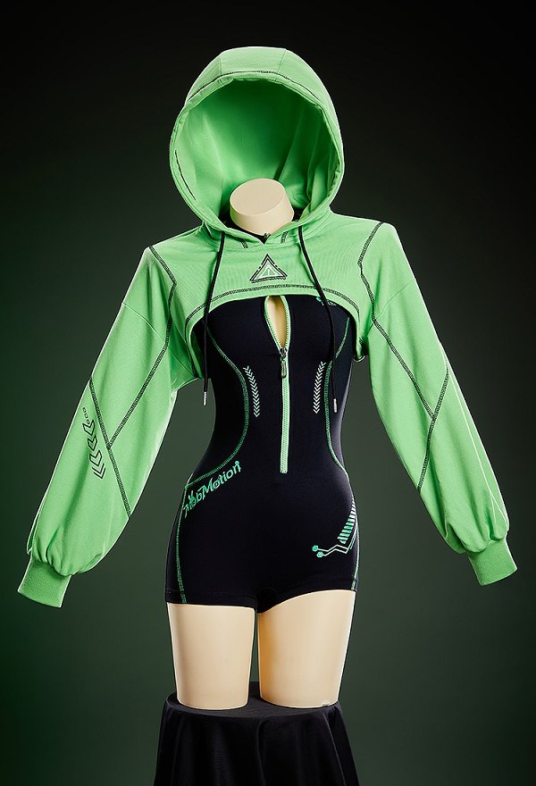 Sexy Cyber-Style Sport Yoga Outfit kurzer langärmeliger Bodysuit mit kapuzenkurzer Jacke