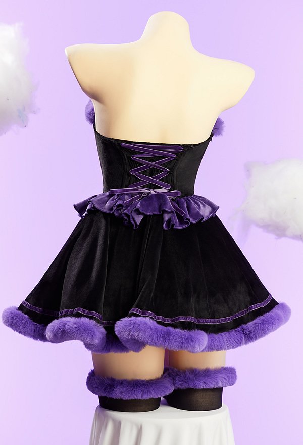 Anime Doll Derivative Sexy Winter Christmas Plush Outfit Set Strapless Dress with Cape and Gloves