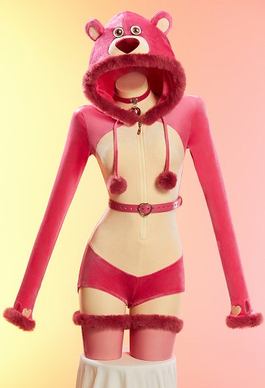 Mono de Felpa con Capucha Derivado de Toy Story Sexy para Ropa de Casa con Cinturón y Medias