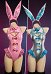 Sakura/Yuki Vocal Derivative Sexy Bunny Girl Outfit Cut-Out Sleeveless Bodysuit with Gloves and Headband
