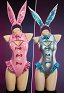 Conjunto de Body sin Mangas con Recortes de Chica Conejita Sexy Derivado de Vocal Sakura/Yuki con Guantes y Diadema