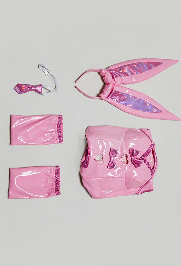 Conjunto de Body sin Mangas con Recortes de Chica Conejita Sexy Derivado de Vocal Sakura/Yuki con Guantes y Diadema