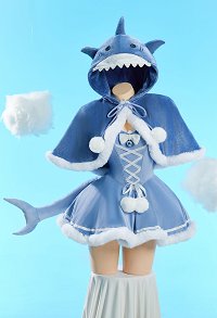 Sexy Shark-Themed Winter Christmas Plush Outfit Set Strapless Dress with Hooded Cape and Tail