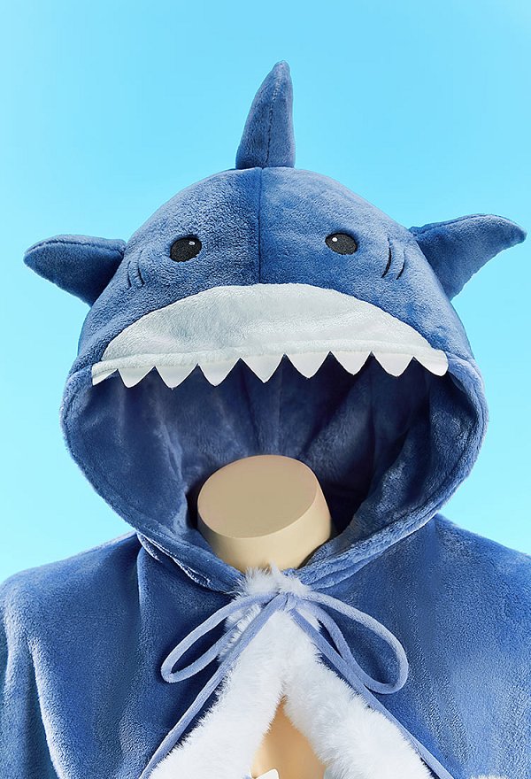 Sexy Shark-Themed Winter Christmas Plush Outfit Set Strapless Dress with Hooded Cape and Tail