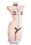 Sexy Pink and Black Striped Outfit Bikini Heart-shaped Bra and Wing-shaped Panty with Shirt and Choker