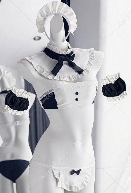 Costume de Soubrette Sexy et Mignon avec Mini Haut Tube et Culotte Assortie avec Bandeau et Col