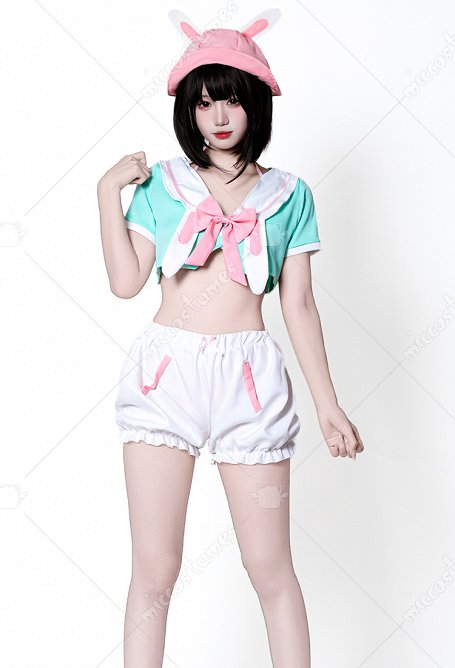 Sexy Bunny Girl Outfit Bikini Oberteil Hasenprint und Shorts mit Cut-outs