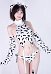 Costume Sexy Tricoté à Imprimé Vache avec Haut Dos Nu et Culotte Bas et Serre-tête
