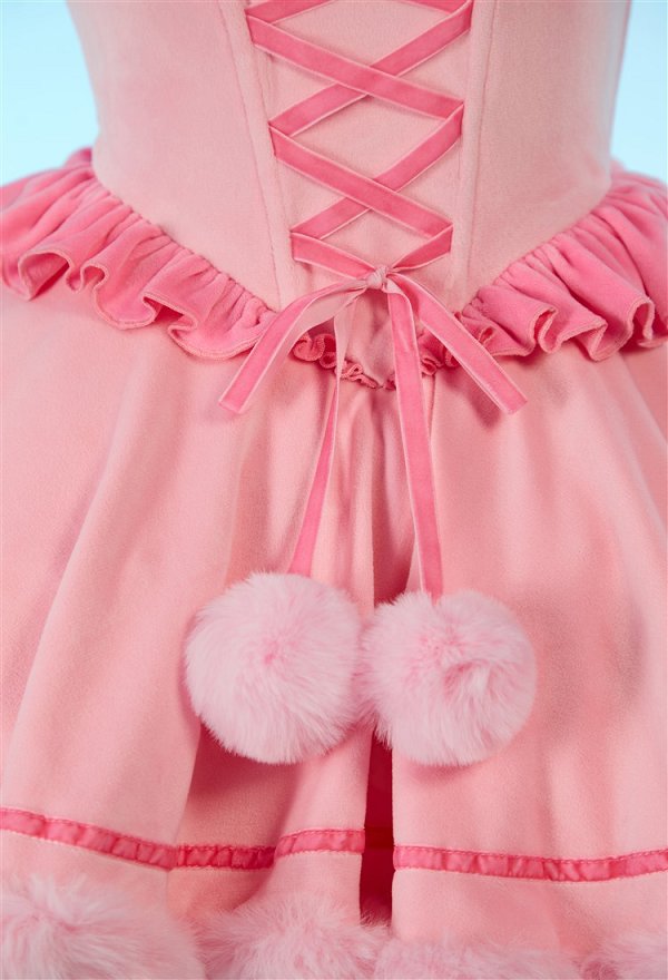 [MobFur] Sexy Cat-themed Winter Plush Outfit Schulterfreies Katzenpfoten-Kleid mit Stirnband und Schwanz