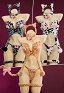 Tenue Hivernale Plush Sexy Imprimé Vache Tabby Léopard Haut Mignon Pattes et String avec Bandeau Oreilles et Queue