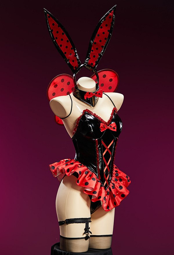 Conjunto de Disfraz Sexy de Conejita de Abeja y Mariquita Body con Hombros Descubiertos con Alas y Diadema Conjunto de Disfraz Sexy de Conejita de Abeja y Mariquita Body con Hombros Descubiertos con Alas y Diadema