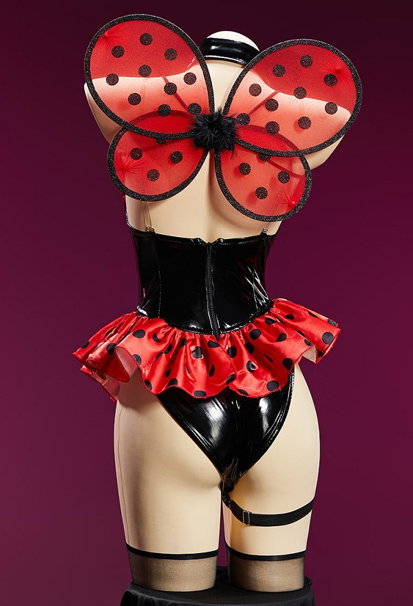 Conjunto de Disfraz Sexy de Conejita de Abeja y Mariquita Body con Hombros Descubiertos con Alas y Diadema Conjunto de Disfraz Sexy de Conejita de Abeja y Mariquita Body con Hombros Descubiertos con Alas y Diadema