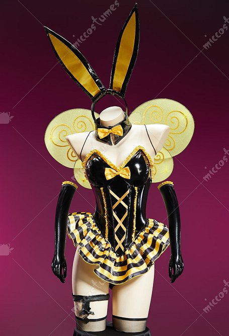 Costume sexy d abeille et de coccinelle lapine ensemble body épaule dénudée avec ailes et bandeau