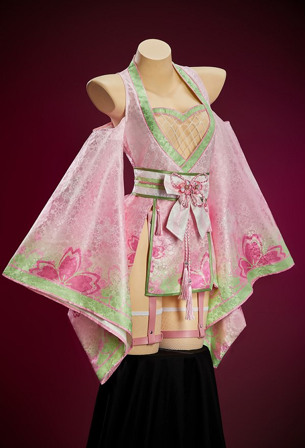 KNY Derivative Sexy Kimono-style Dress with Wide Sleeves Belt and Socks