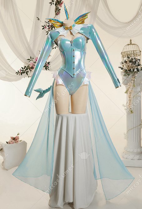 [MobElf] PM Derivative Sexy Outfit Iridescent Blue Bodysuit with Corset Short Jacket and Train