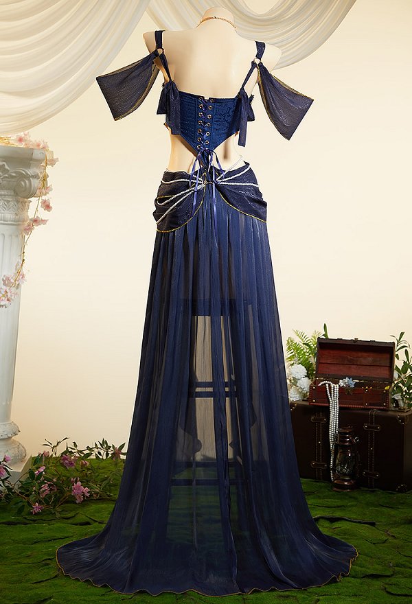 Princess Zelda Derivative Sexy Tanz-Stil Outfit Cut-Out hohem Schlitz Bodysuit mit Armstulpen und Halskette