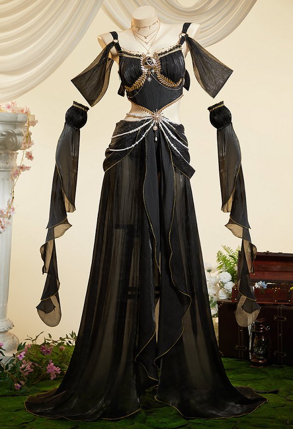 Princess Zelda Derivative Sexy Dance Style Outfit Cut-Out High-Slit Bodysuit with Arm Sleeves and Necklace
