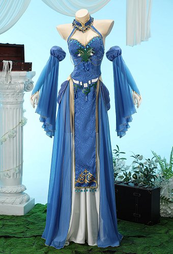 [MobElf] Conjunto de Estilo de Baile Derivado de Zelda Top Halter Sin Espalda con Falda Envolvente y Mangas