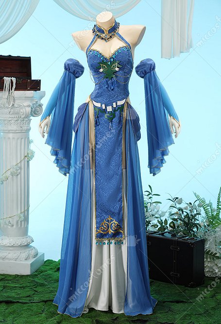 [MobElf] Zelda Dérivé Tenue de style danse haut dos nu à col licou avec jupe portefeuille et manches