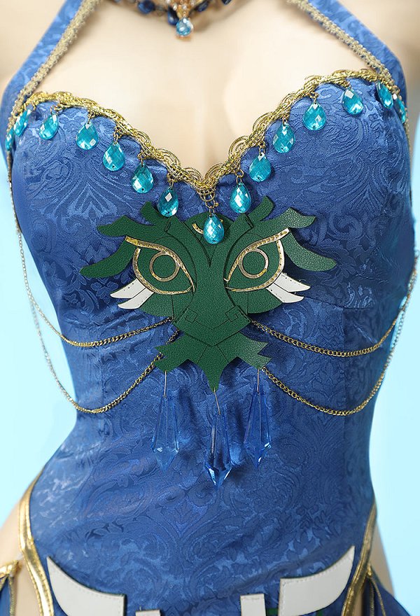 [MobElf] Zelda Derivative Dance Style Outfit Neckholder Rückenfreies Top mit Wickelrock und Ärmeln