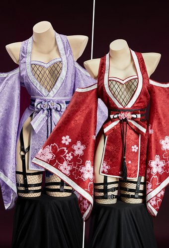 Conjunto Sexy Derivado de Ninja Vestido Kimono de Mangas Anchas con Cinturón Obi y Calcetines