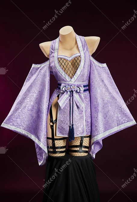 Ninja Derivative Sexy Outfit Wide-Sleeved Kimono Dress with Obi Belt and Socks