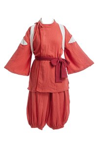 Premium Edition Spirited Away Chihiro Cosplay Kostüm Mantel und Hose mit Gürteln Bindebändern