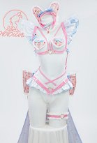 MOBBUNNY X 面倒くさい CHANA SADIE Derivative Pink Kawaii Bowknot Conjunto de lencería sexy con pantimedias guantes anillo en la pierna diadema MOBBUNNY X 面倒くさい CHANA SADIE Derivative Pink Kawaii Bowknot Conjunto de lencería sexy con pantimedias guantes anillo en la pierna diadema