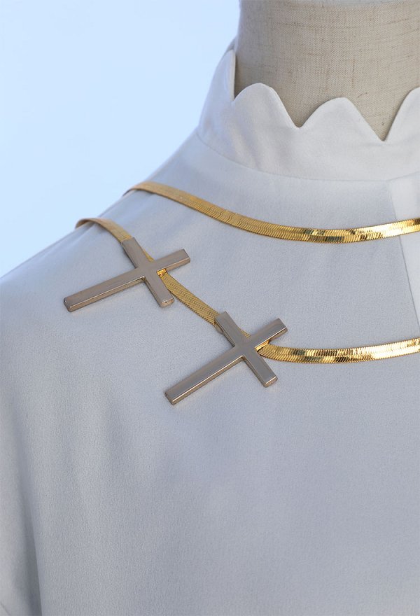 Saint Cecilia and Pastor Lawrence Costume de Cosplay Cecilia Robe et Veste avec Voile et Chaussettes Cuissardes