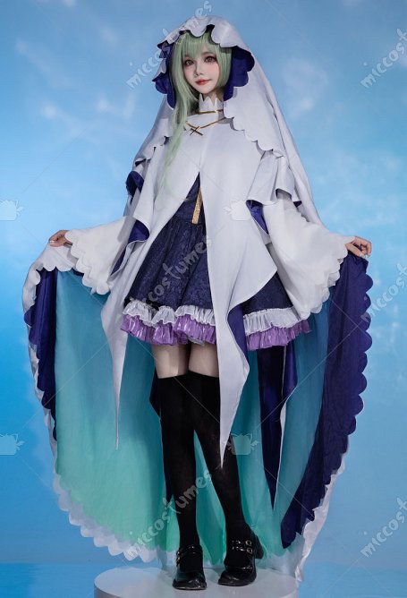 Saint Cecilia and Pastor Lawrence Costume de Cosplay Cecilia Robe et Veste avec Voile et Chaussettes Cuissardes