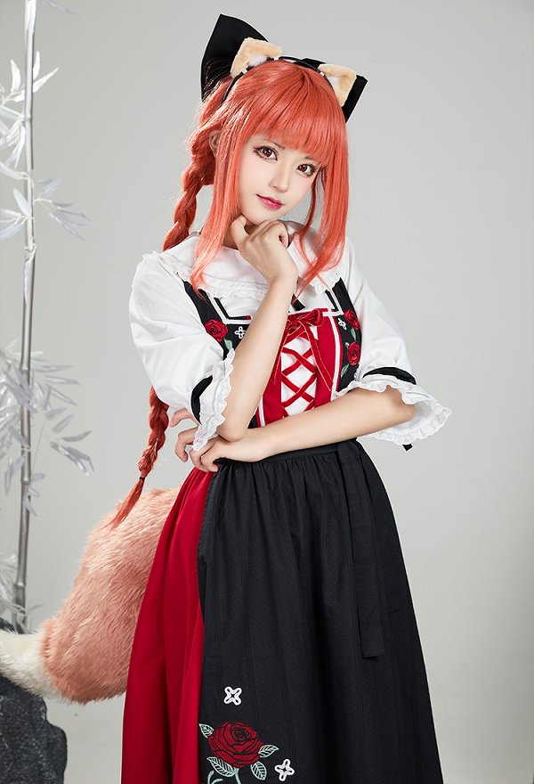 Spice and Wolf Holo Cosplay Costume Dress and Shirt with Tail Headband Spice and Wolf Holo Cosplay Costume Dress and Shirt with Tail Headband