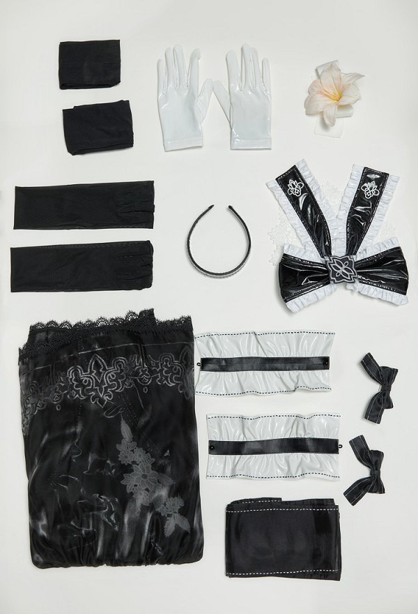 Stellar Blade 2B EVE Cosplay Costume YoRHa No. 2 Type B Black Dress with Eye Patch Gloves