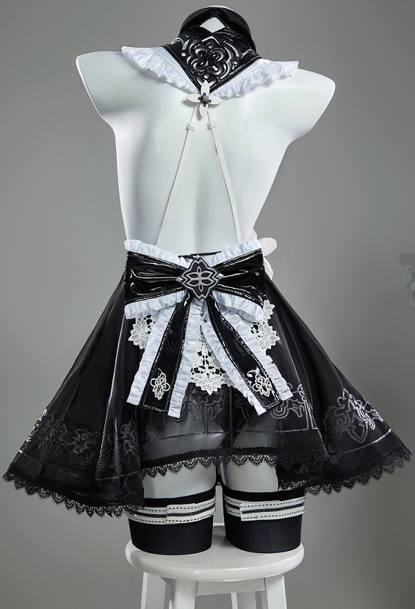 Stellar Blade 2B EVE Cosplay Costume YoRHa No. 2 Type B Black Dress with Eye Patch Gloves